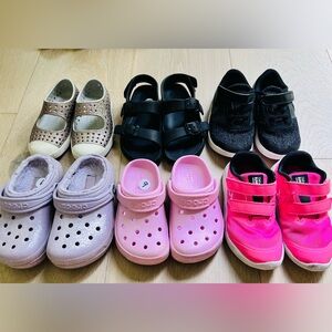 Bundle Lot of Kids Girls Shoes Size 9 and 10 Nike Crocs Native
